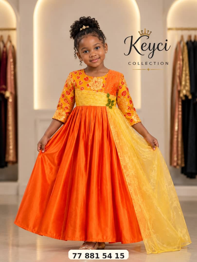 Robe enfant Keyci Collection - Orange et or